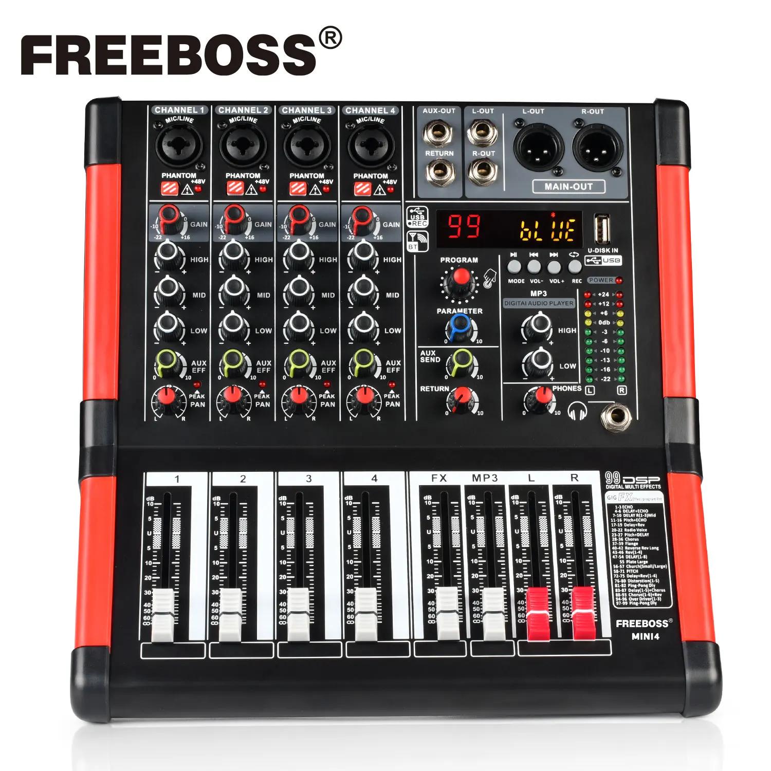 FREEBOSS 4  ä   ͼ, 99  ȿ, USB , 48V ͽ ܼ, ȸ  뷡 DJ MINI4
